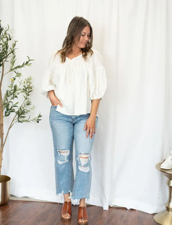 Peasant Top and Distressed Jeans