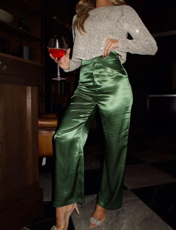 Sequin Top with Emerald Green Pants