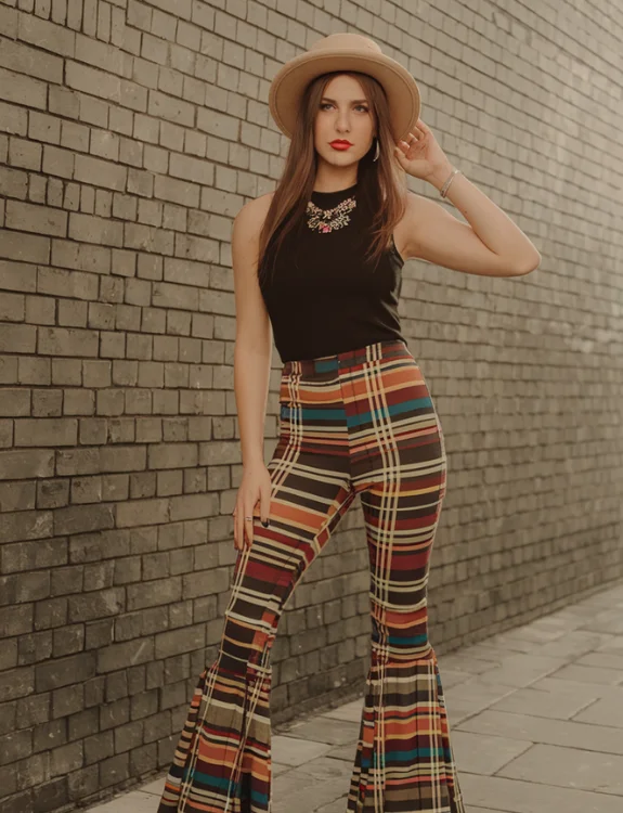 Black Top with Colored Bell Bottoms