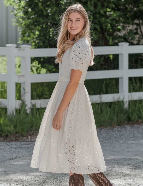 Classic White Eyelet Dress