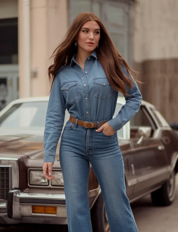 Jeans with Matching Denim Shirt