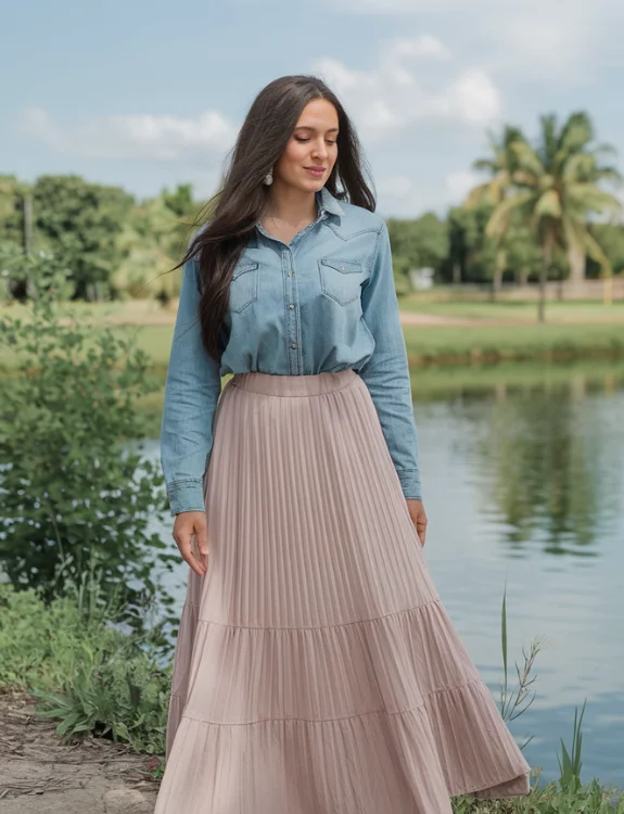 Maxi Skirt with Western Shirt