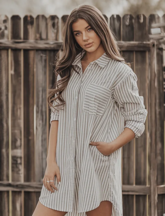 Striped Shirt Dress