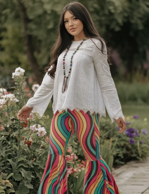 White Blouse with Colored Pants