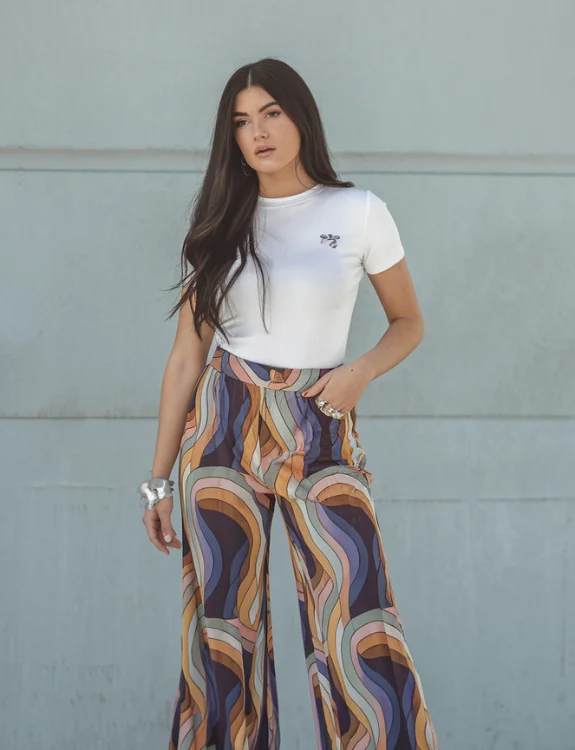 White T-Shirt with Printed Pants