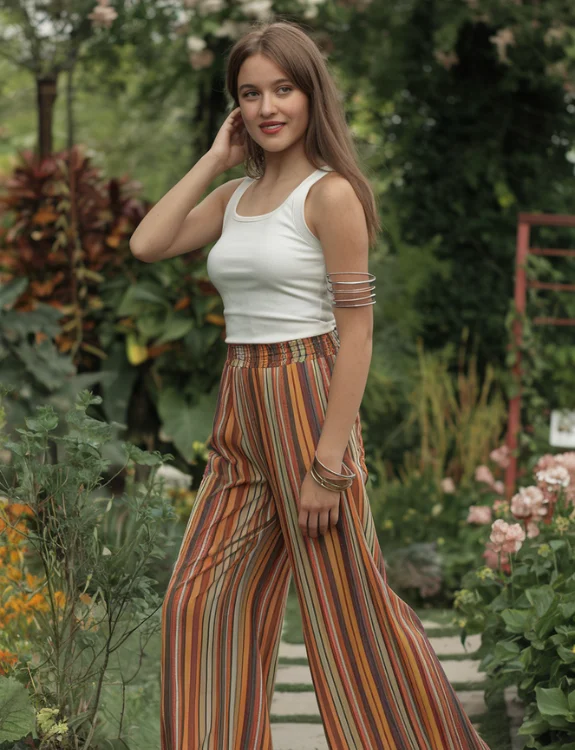 White Tank Top with Patterned Pants