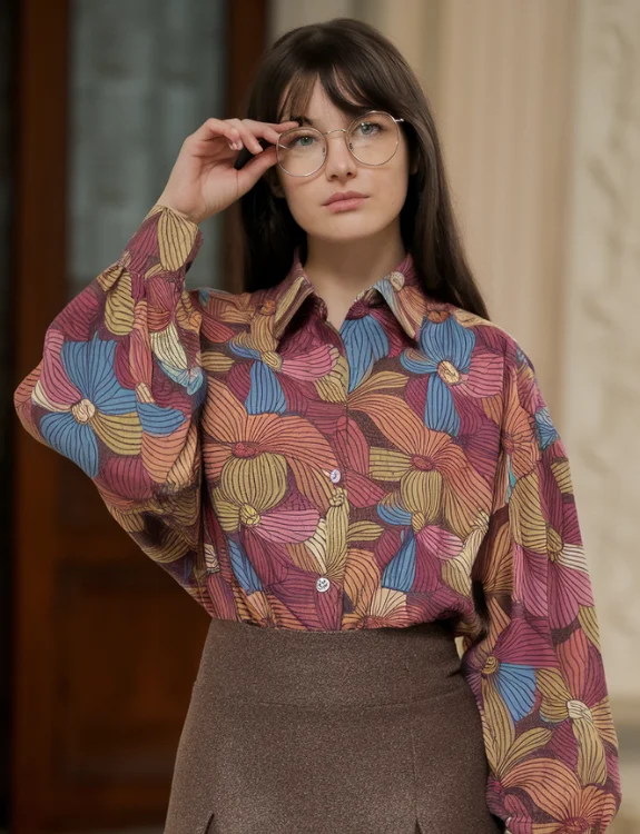 Baggy Shirt with Fitted Long Skirt