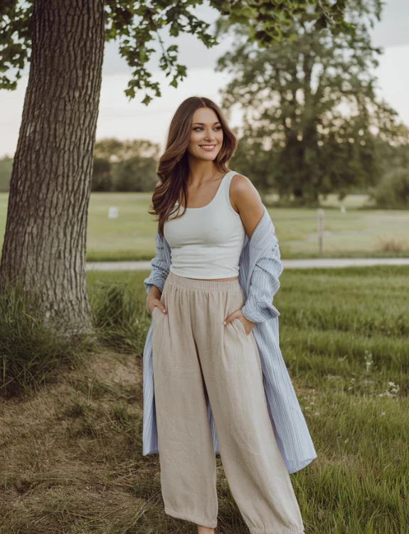 Linen Pants & Basic Tank Top