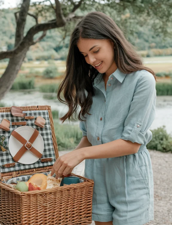 Linen Shorts & Button-Down Shirt