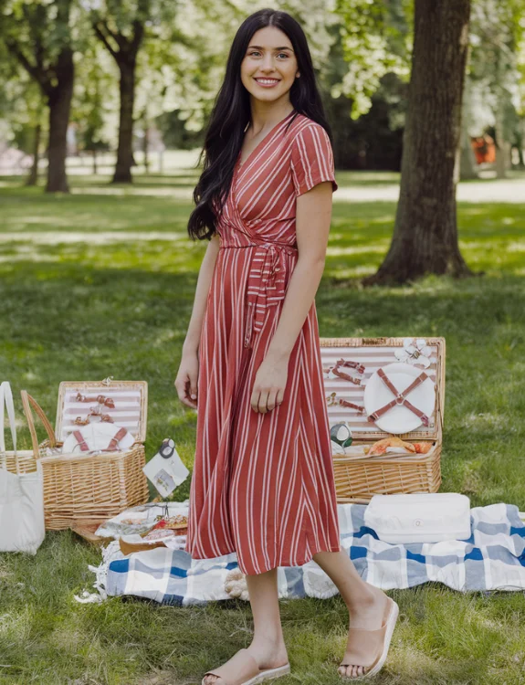 Wrap Dress & Slide Sandals